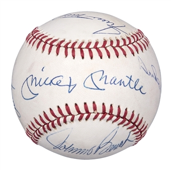Hall of Famers Multi-Signed Baseball Signed by 5 - Mantle, Mays, Snider, Bench and Seaver (JSA)